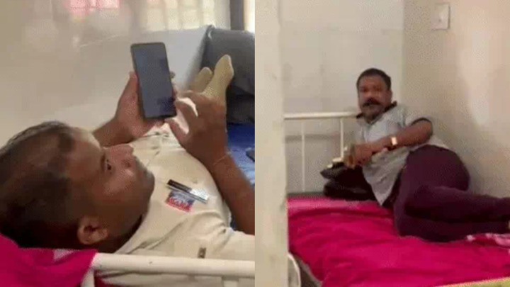 कोरबा: रेप के आरोपी का अस्पताल में आराम फरमाते वीडियो वायरल, बगल में सोते दिखे पुलिसकर्मी; जांच के बाद कार्रवाई की बात